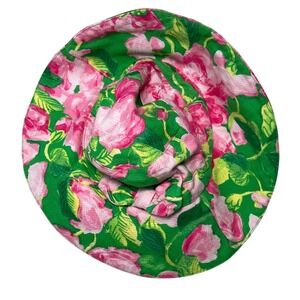 Janie and Jack Green Pink Floral Sun Hat Size 2T to 3 beach summer preppy resort